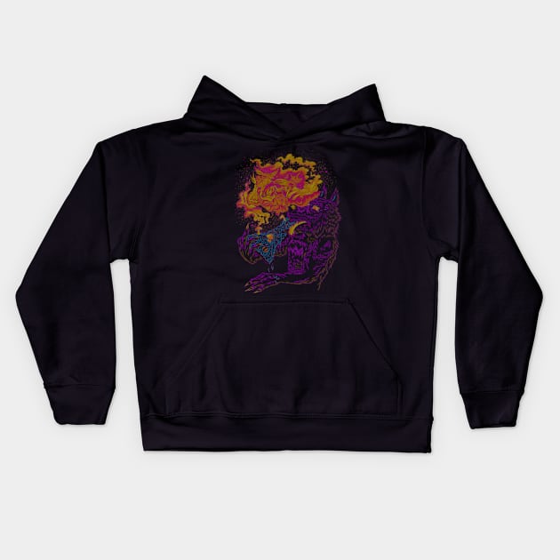 Trippy Wolf V3 Kids Hoodie by bobygates